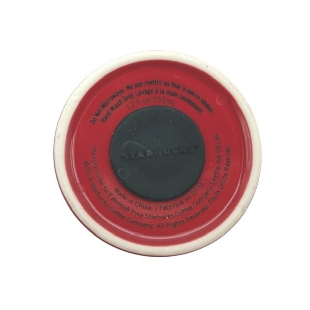 Starbucks Vintage 2014 Red Ceramic Starburst Travel Tumbler Siren Logo 12oz New - Picture 5 of 5